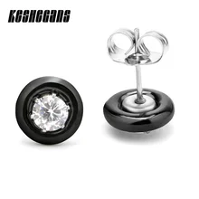 Модные массивные Bijoux черные белые серьги-гвоздики из керамики для женщин с большим каратом AAA здоровья керамические круглые циркониевые серьги