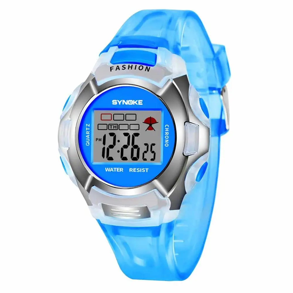 Детские многофункциональные детские часы с будильником, светящиеся электронные водонепроницаемые часы 30 м для мальчиков и девочек, студенческие часы - Цвет: B
