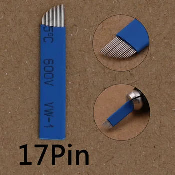 

100 PCS 17 Pin Shape Tattoo Needles Permanent Makeup Eyebrow Embroidery Blade For 3D Microblading Manual Tattoo Pen