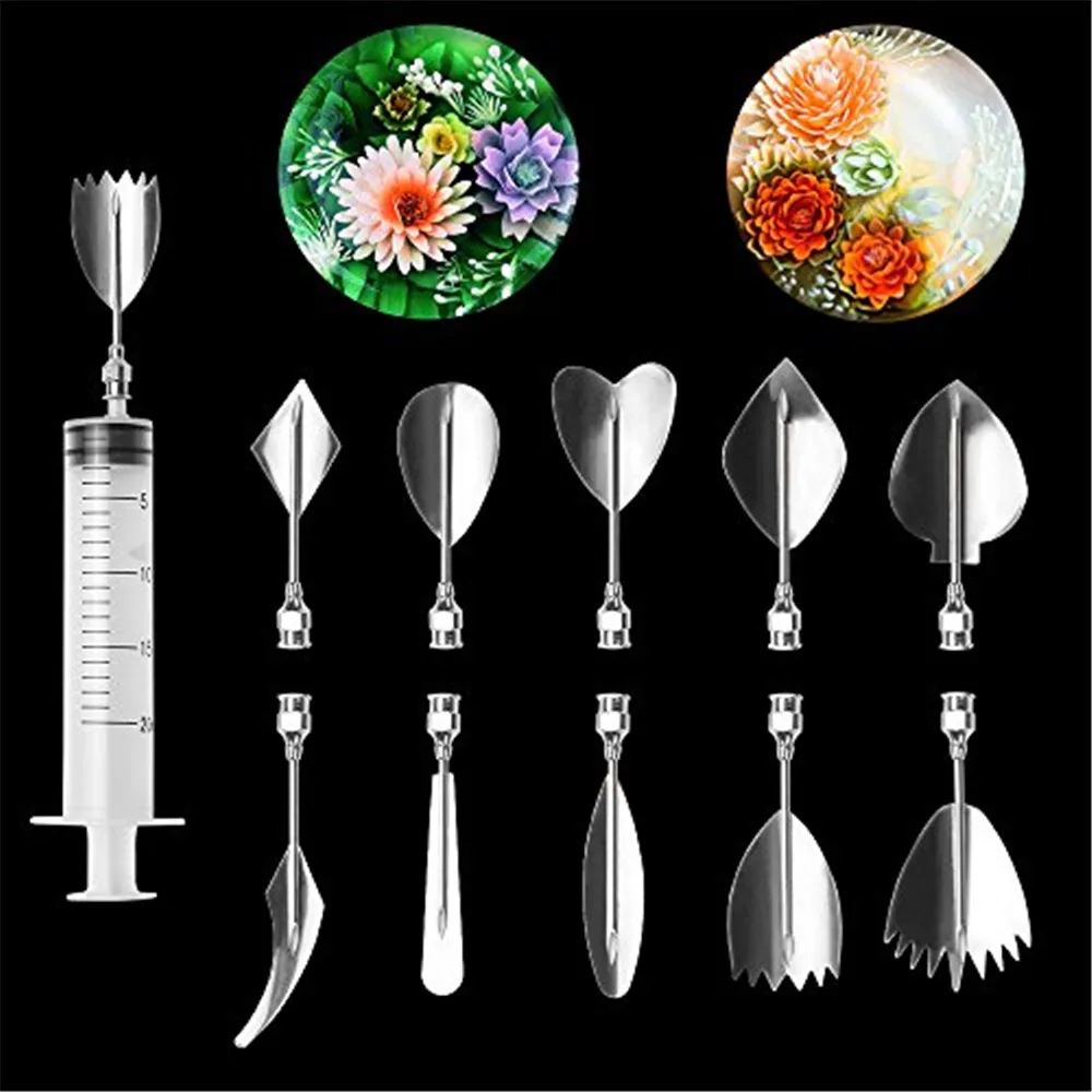 Cake Decorating Mold Needle Nozzle Tools 10 Gelatin Art needle+1pc Needle Tube 3D Gelatin Jello