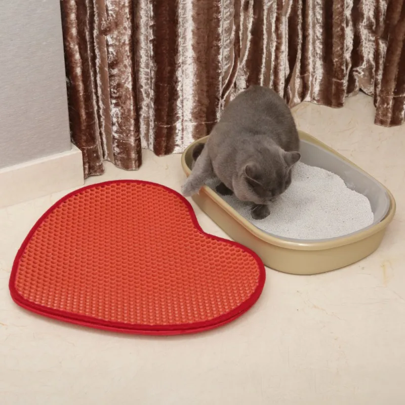 Heart Shape Cat Litter Mat Eva Double layer Cat Litter Trapper Mats