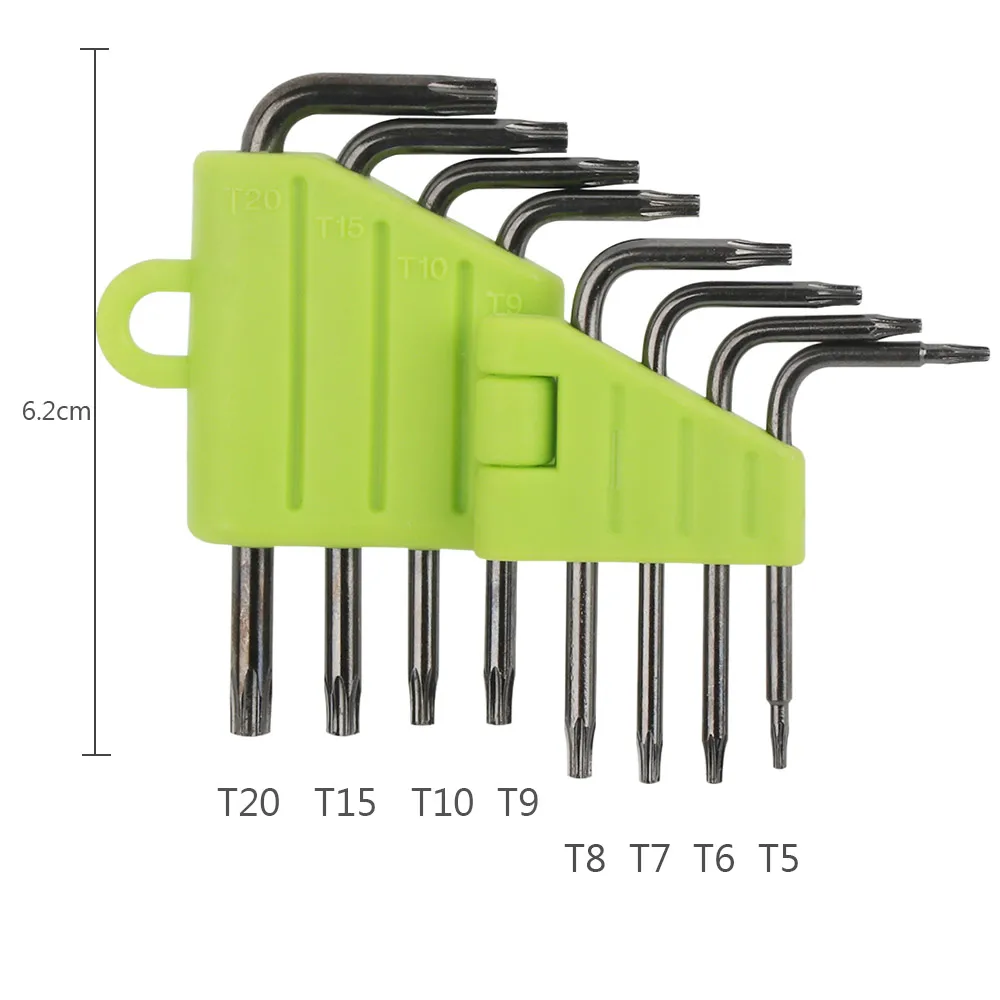 8pcs Mini Precision Security Torx Screwdriver Set T5 T6 T7 T8 T9 T10 T15 T20 Folding Star Wrench Set with Hole Repair Tools Kit (6)