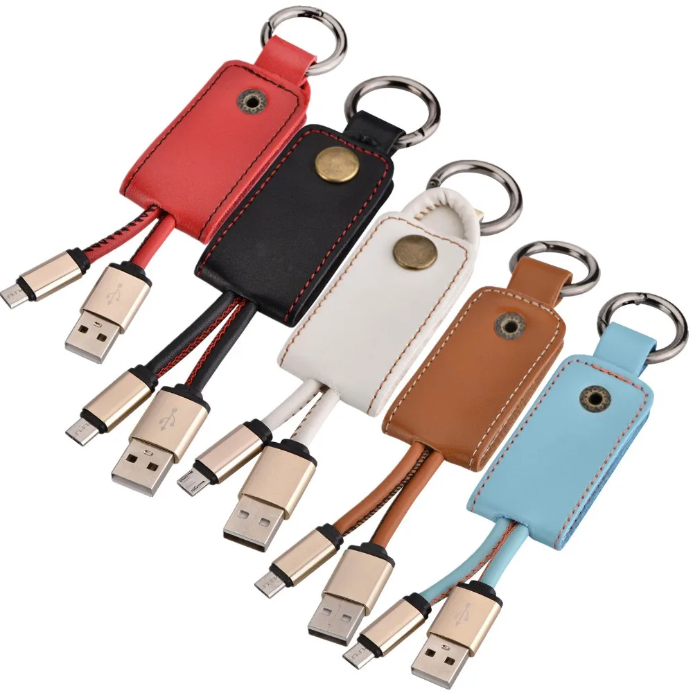 Leather Key Chain Type C Cable Power Home Wall Charger Adapter Android