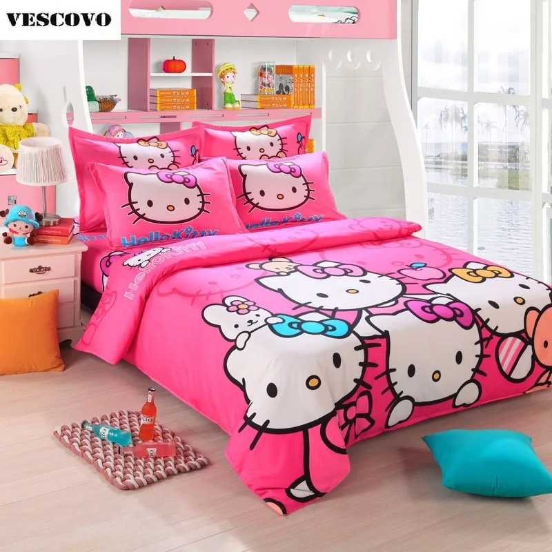 Комплект постельного белья hello kitty покрывала для девочек детское