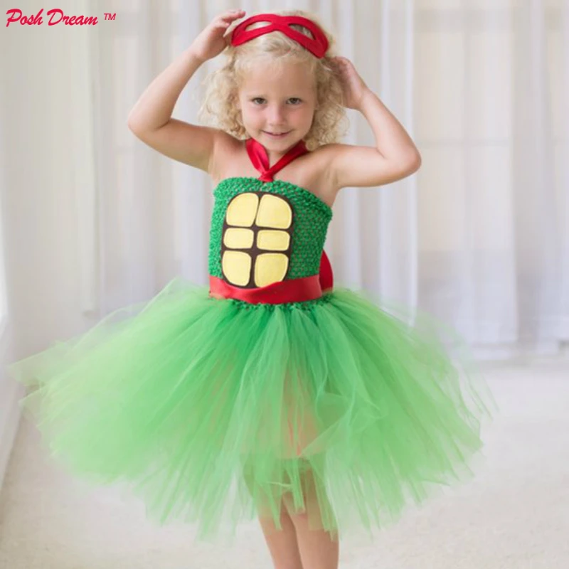 

POSH DREAM Cartoon Cosplay Ninja Turtle Inspired Girls Halloween Costume Dress Cosplay Birthday Tutu Dress Parties Dress Up
