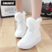 SIMLOVEYO/ г. Обувь новые женские зимние ботинки для русской зимы женские ботильоны на танкетке с толстым мехом внутри женская обувь A812