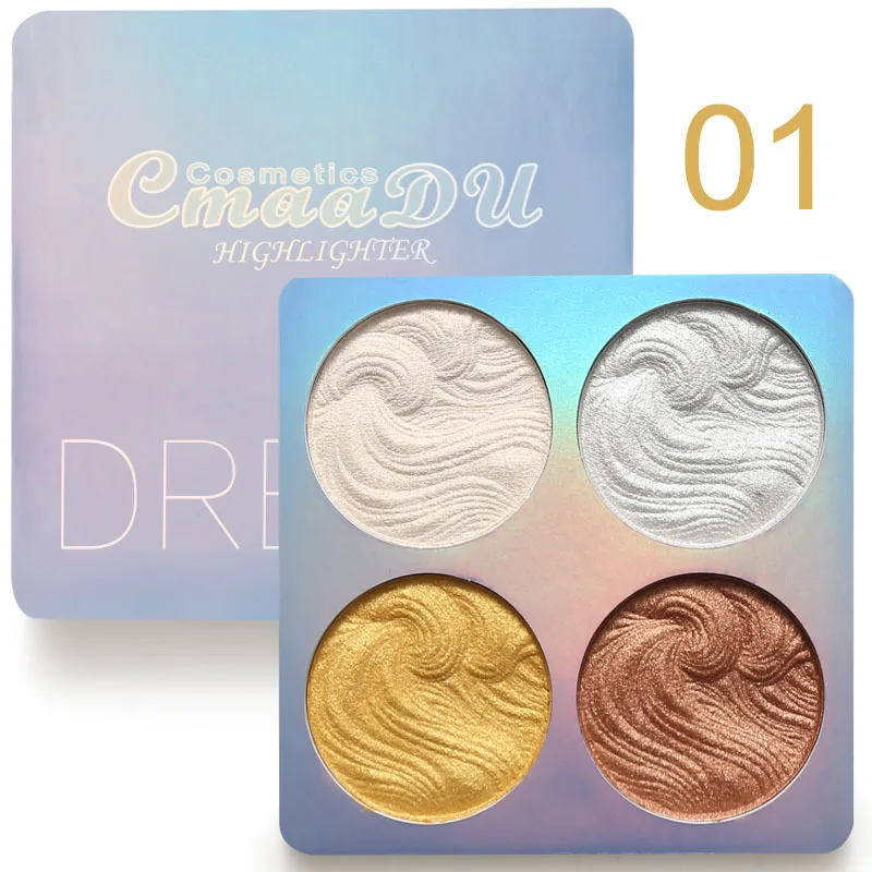 4Color Face Highlighter Palette Bronzer Contouring Highlight Powder Makeup Face Shimmer Shine High Lighter Iluminador Maquillaje