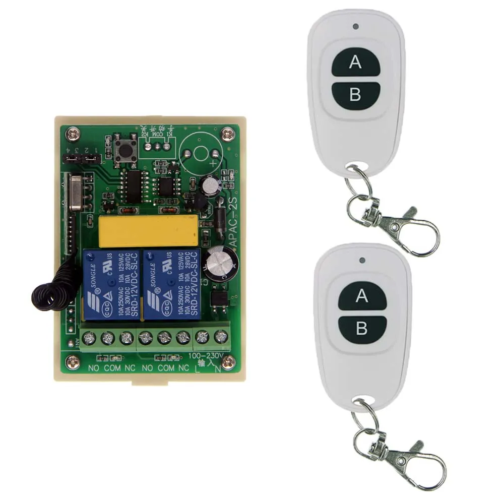 

315 433 MHz Universal Wireless Remote Control Switch AC 110V-220V 2CH 2 CH Relay Receiver Module RF Remote Transmitter