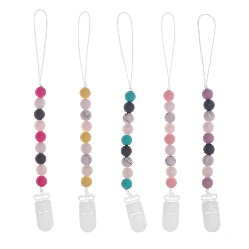 

1pc Silicone Pacifier Chain Anti-drop Clip For Baby Safe Teething Chain Baby Teether Eco-friendly Pacifier Clips Holder Chain