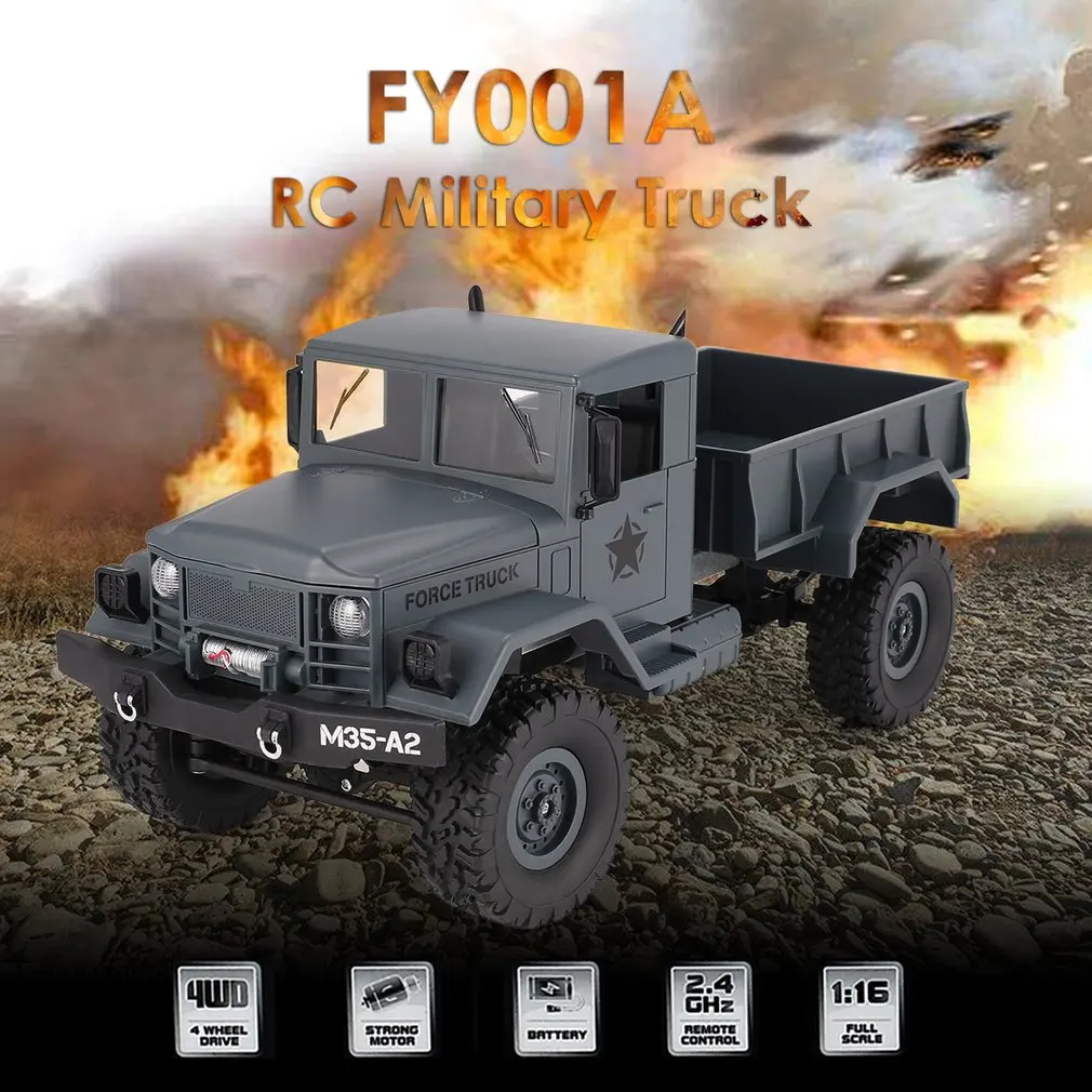 

JJRC Military RC Truck Army 2.4Ghz 1:16 4WD Off-Road Remote Control Car Climber Crawler with Front Light for Kid Toy Gift FY001A