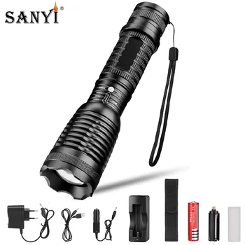 

Powerful XML T6 LED Flashlight Zoomable Focus Linterna Torch Light 5 Switch Modes Waterproof Bicycle Light by Rechargeable 18650
