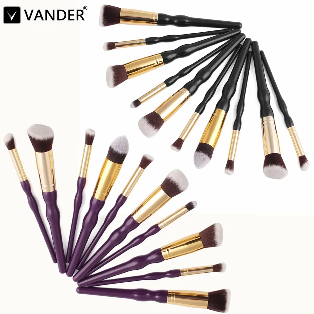 VANDER 10Pcs Pro Makeup Brushes Set Cosmetic Contour Blending Foundation/powder/concealer/tapered/blending/eyeliner/Kabuki Kits | Красота и