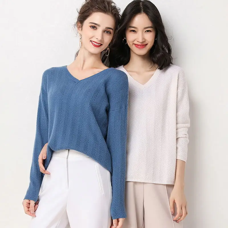 2019cashmere sweater woman New cashmere sweater in spring and autumn Women's jacquard pullover V collar sweater 2019cashmere sweater woman New cashmere sweater in spring and autumn Women's jacquard pullover V collar sweater