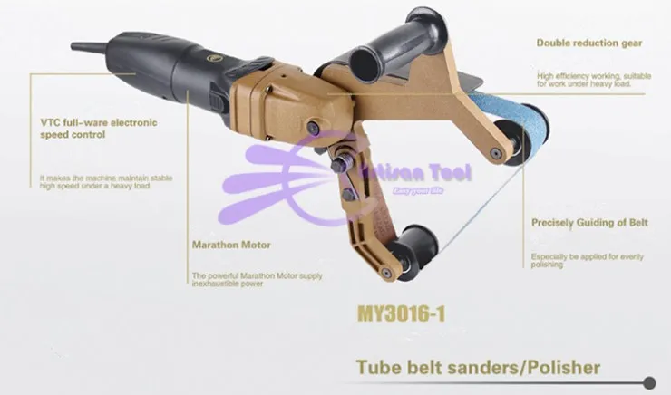 Трубчатый ленточный шлифовальный станок, портативный шлифовальный полировальный станок для обработки труб из нержавеющей стали, Полировальный Инструмент