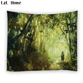

LzL Home forest mountain tree mythical forest tapestry rectangle polyester wall hanging ready made Christmas decoration for home
