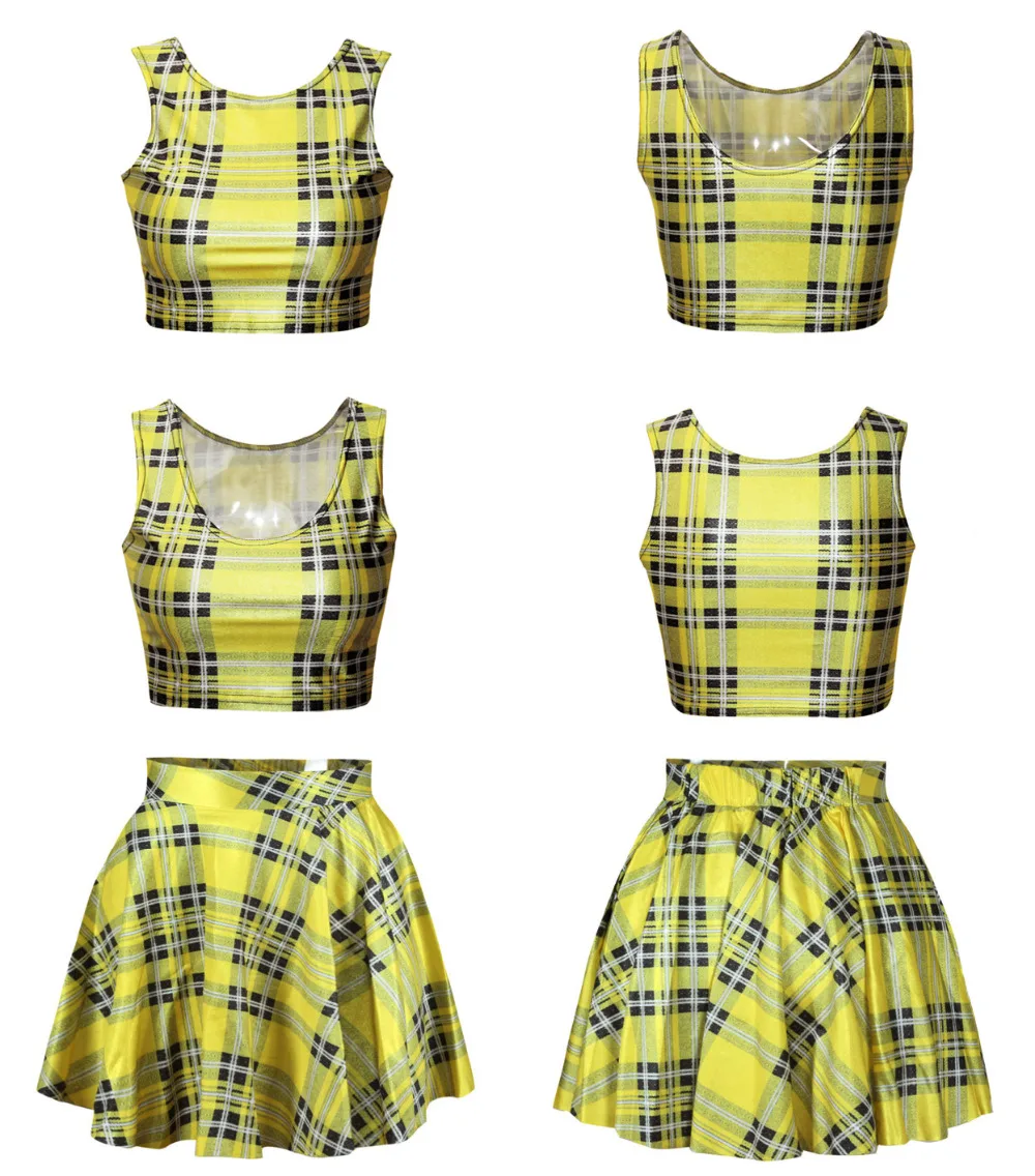 

New Design 2 Piece Sets Women Elegant Plaid Printed Red Yellow Zebra Pattern Tank Crop Top With Skirts Set Suit Drop Shipping