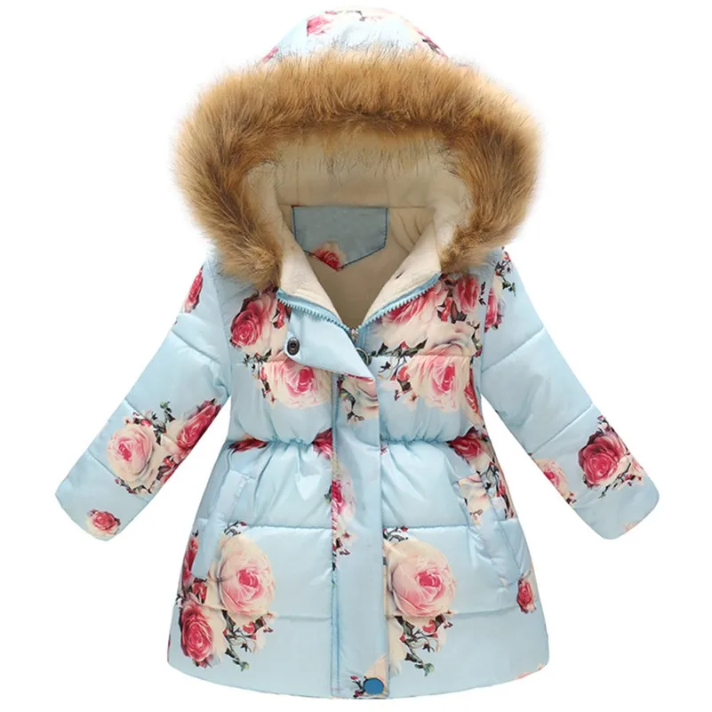 

2019 kids clothes newstyleToddler Baby Girls Boys Winter Floral Thick Warm Jacket Hooded Windproof Coat for baby D4