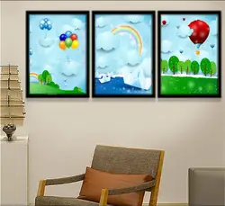 Комплект из 3 предметов мультфильмы бумаги складной, шары радуги Детская комната украшения стены фотографии без рамы