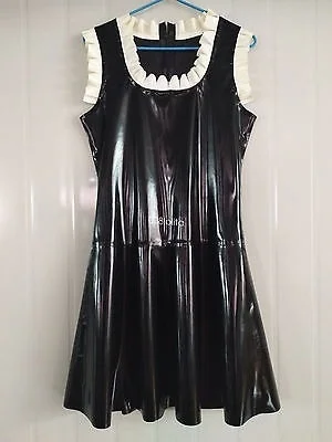 

Latex Rubber Gummi Women Sleeveless Comfortable Skirt Dress Sexy Maid dress Size XXS-XXL