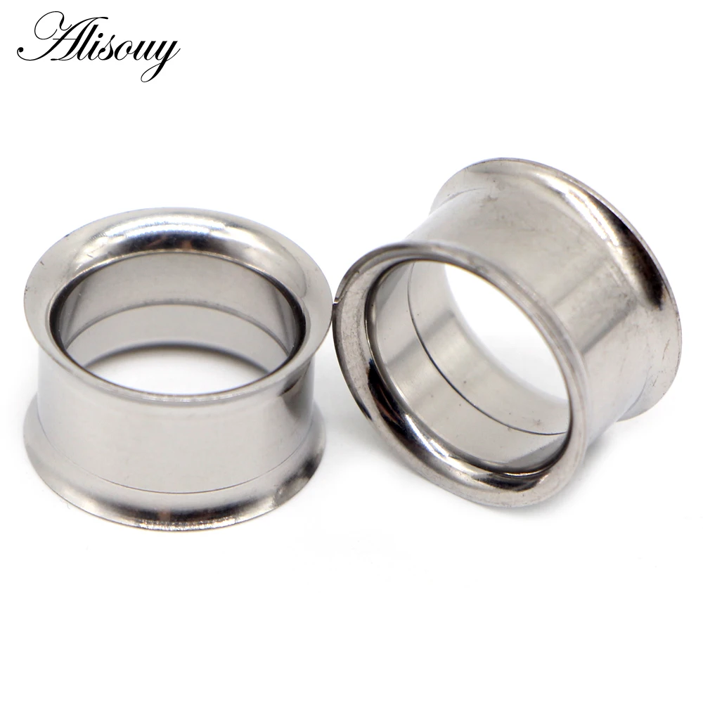 piercing jewelry 2pcs Surgical Steel Screw fit Ear Flesh Tunnel Plugs Anodized Internally Thread Double Flared Hollow Ear Expander Gauge Jewelry