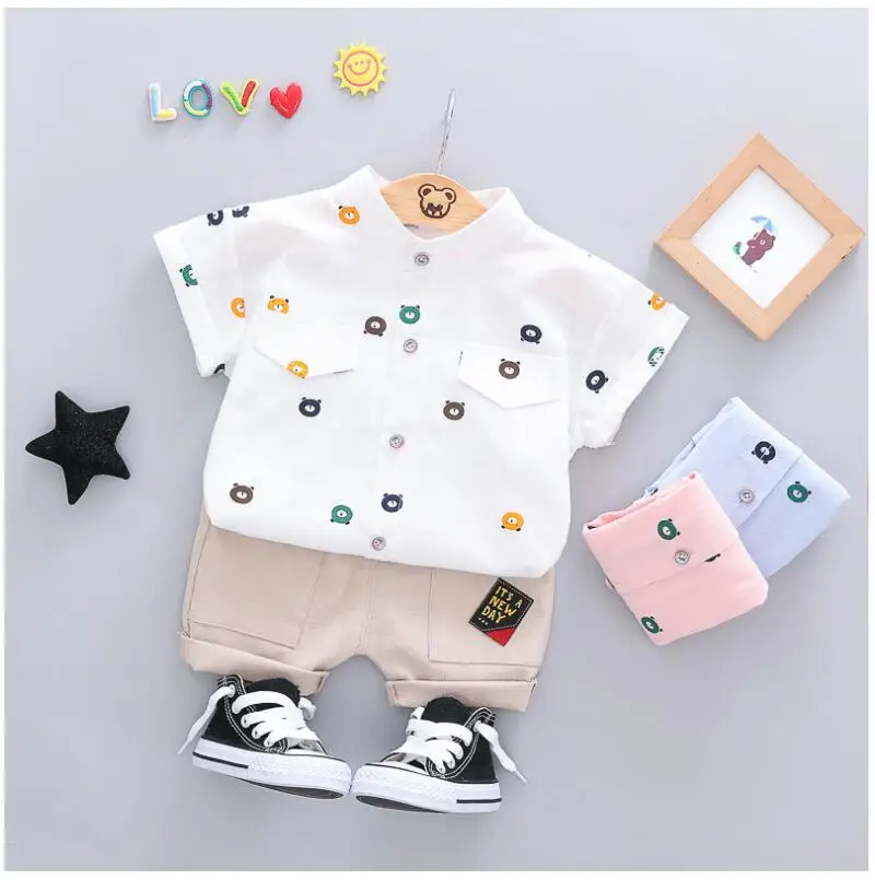 

2019 Summer Baby Boys Clothing Sets Kids Children Clothes Suits Cartoon Bear T Shirt Shorts Infant Toddler Casual Suit