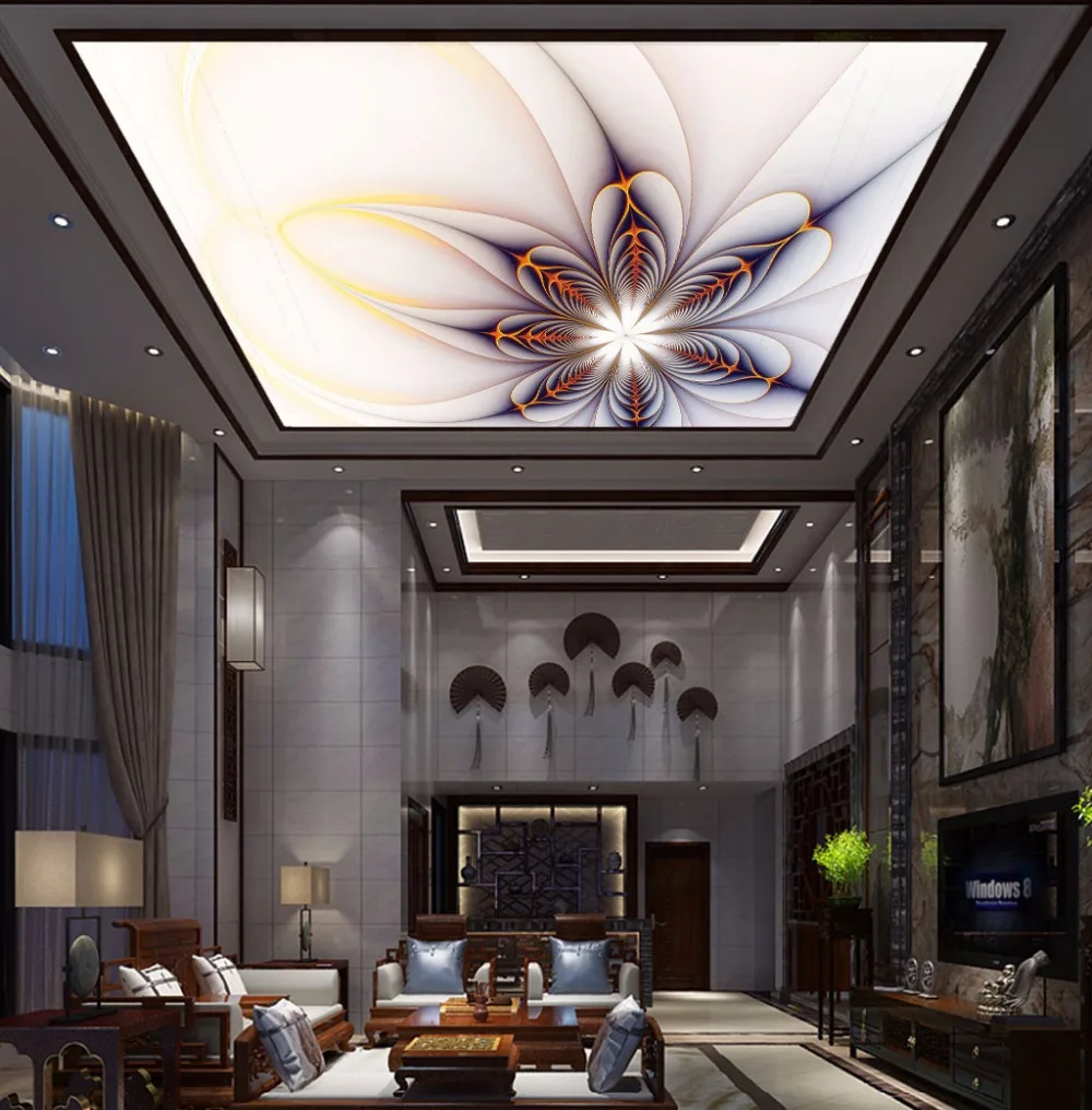 Large Sky Ceiling Modern Geometry flower 3d murals wall for Living room