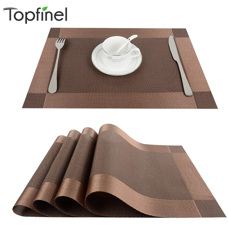  Top Finel 4pcs/lot PVC Decorative Vinyl Placemats for Dining Table Runner Linen Place Mat in Kitche