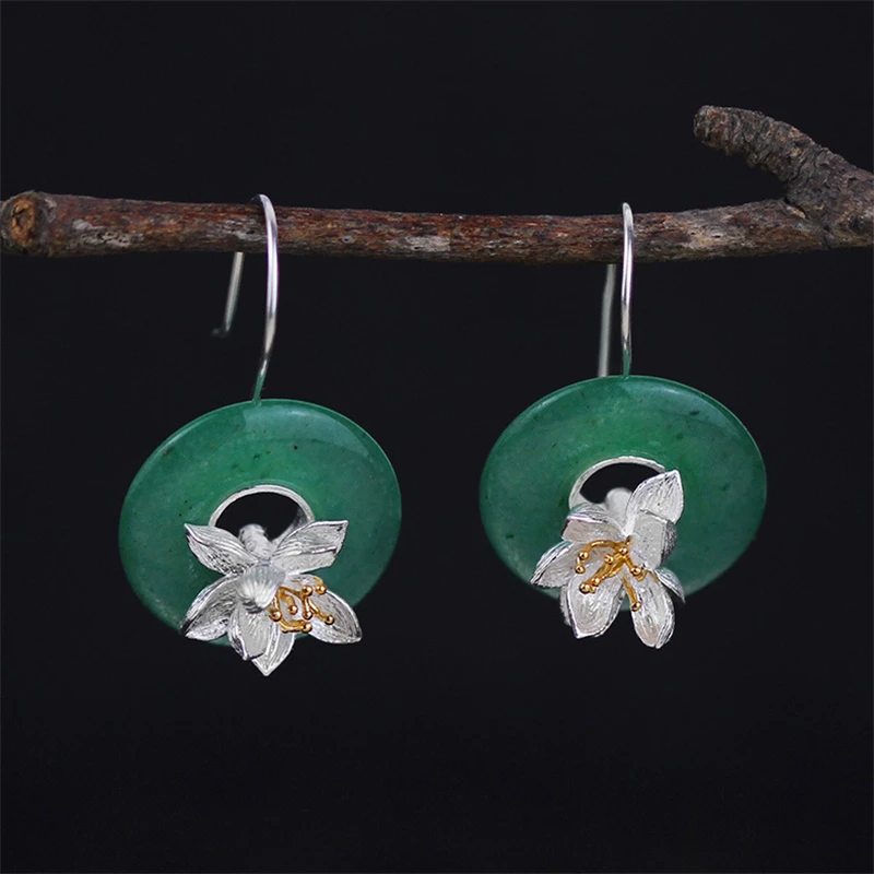 Lotus Fun Real 925 Sterling Silver Handmade Fine Jewelry Lotus Whispers Jewelry Set With Ring Pendant Necklace Drop Earring