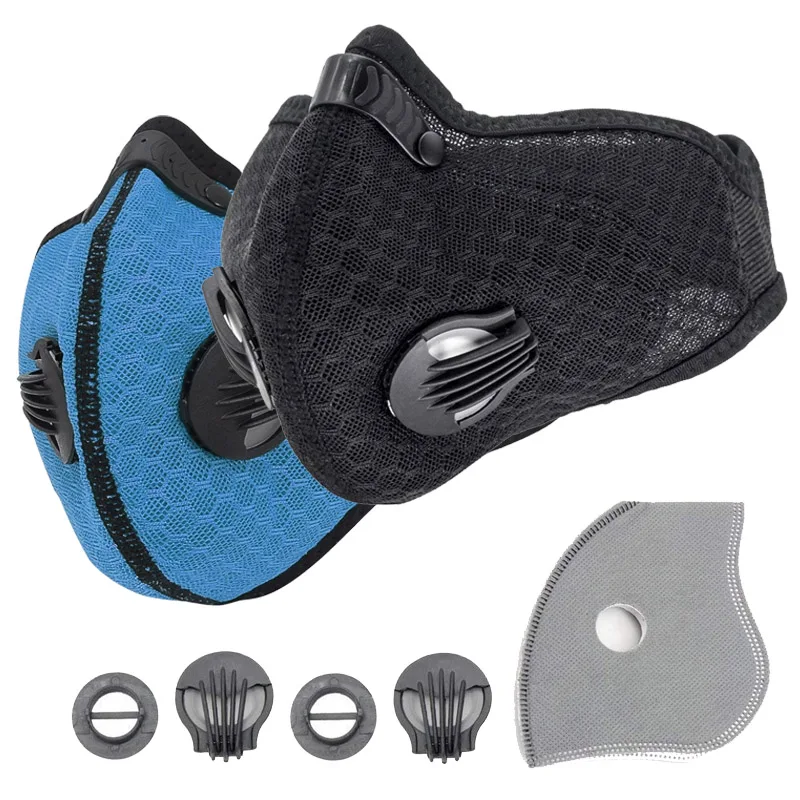 

Dustproof Face Mask Activated Carbon Pollution Respirator with Filter Filtration Cotton Sheet and Valves for Exhaust Gas PM2.5