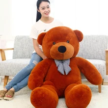 big bow round eyes dark brown teddy bear toy huge bear doll gift about 180cm