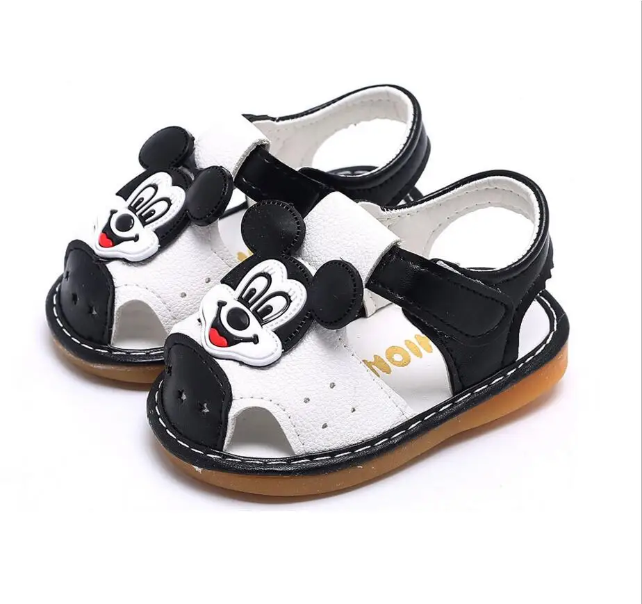 Брендовые дизайнерские сандалии для мальчиков с Микки-Маусом, кожаные сандалии для маленьких мальчиков, сандалии для малышей с закрытым