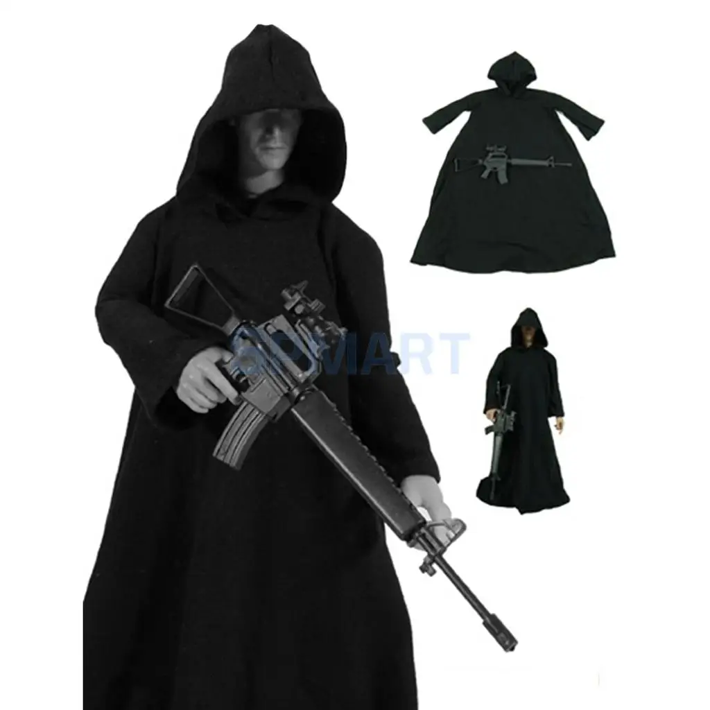 1/6 Scale Clothes Black Cloak Clothing for 12 inch Soldier Doll Toys Action Figures Body DIY Accessories