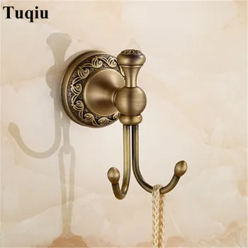 

Robe Hooks Antique Brass Towel Hooks Cloth Towel Bath Coat Hanger Door Wall Hook Retro Home Deco Bathroom Accessories Rack