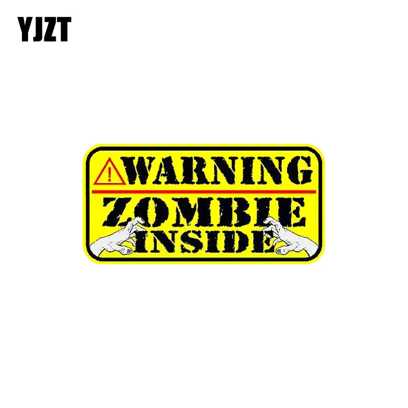 

YJZT 12.7CM*6.4CM Car Sticker Lnterest WARNING ZOMBIE INSIDE Reflective The Tail Of The Car Decal C1-7482