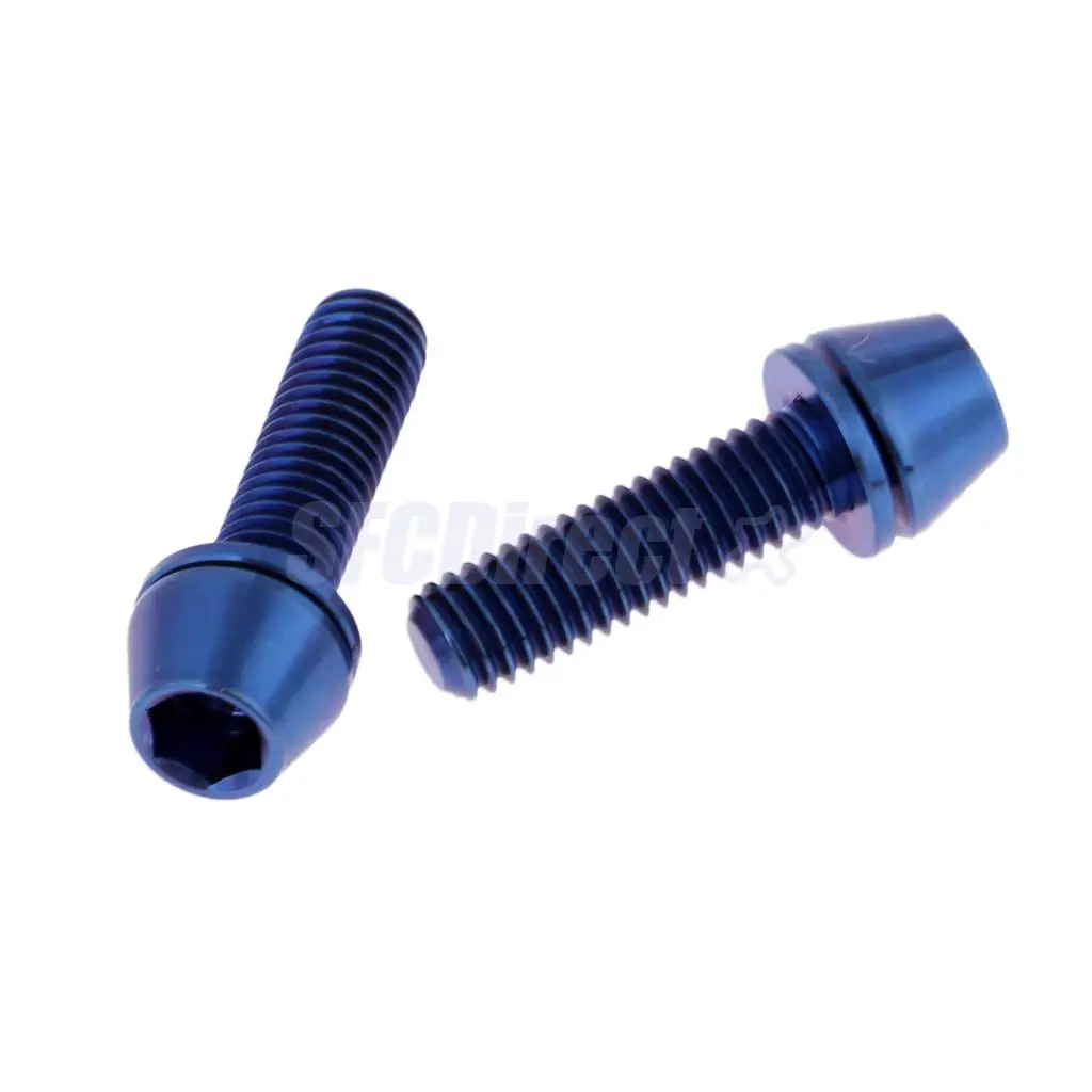2 Pieces High Strength Titanium Alloy M5x16 M5x18 M5x20mm Cycling Bicycle Mountain Bike Bolts Tapered Head Screw + Washer Gasket