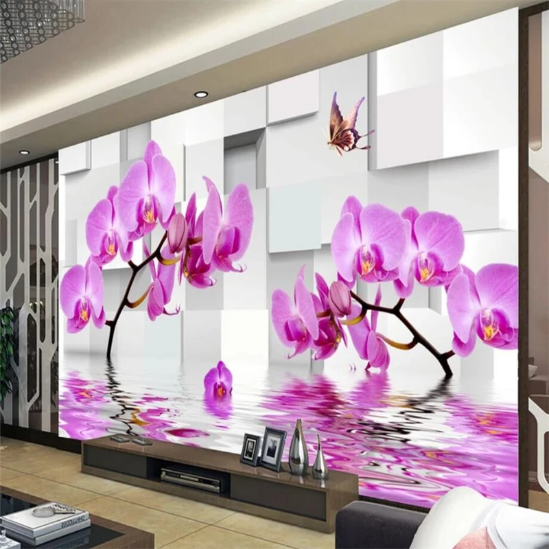 

beibehang Wall paper Murals Custom Living Room Bedroom Home Decor 3D Decoration Painting Moth orchid background murals