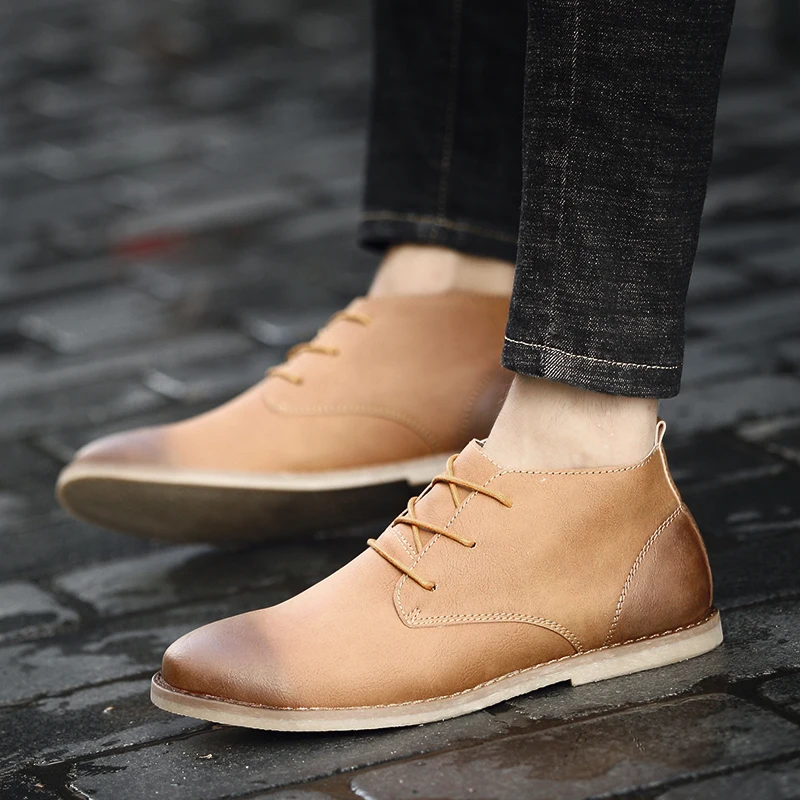 

Top Men Chelsea Boots Lace Up Warm Plush Casual Men Boots Ankle Botas Fashion Men Work Boots HH-976