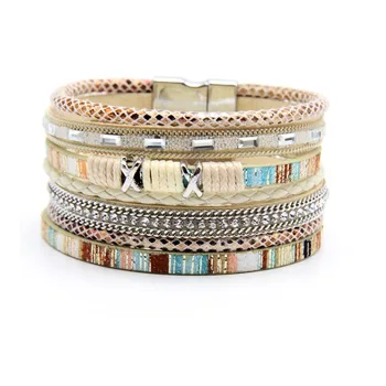 

ZG multylayer women leather bracelet in 4 colors fashion jewelry for women style bracelet with High quality claps in gold color