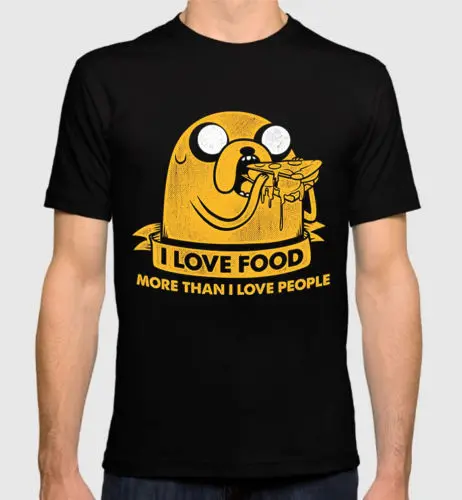 Футболка с надписью Jake The Dog I Love food футболка принтом Adventure Time мужская и женская