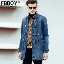 2015 Hot New Spring Autumn Man Denim Coat Jacket Casual Parkas outerwear Cotton Slim Mid Long Plus Size 3XXXL Brand High