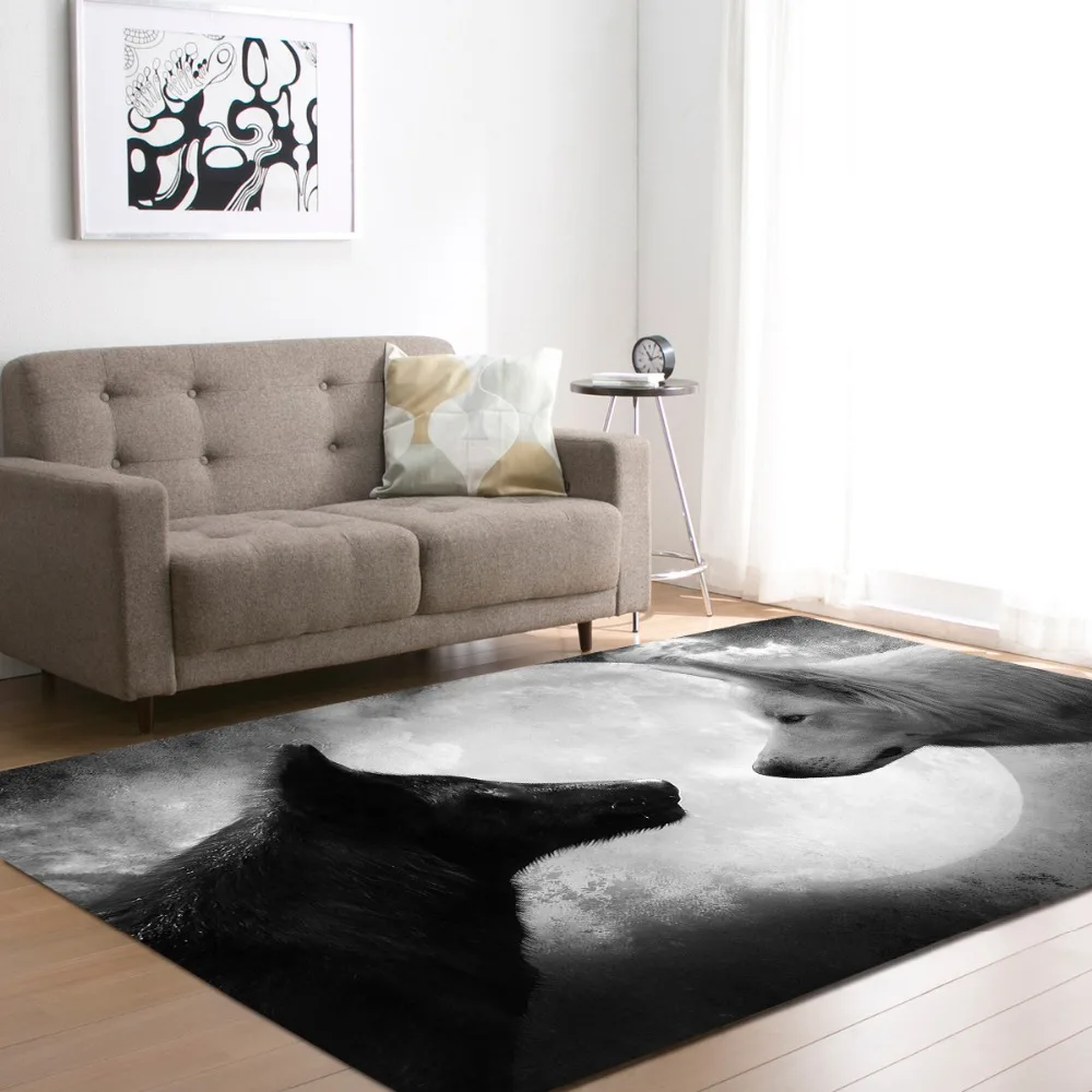 

Nordic 3D Wolf Carpets Mats Boys Bedroom Decoration Soft Flannel Area Rug Home Living Room Rug Carpet