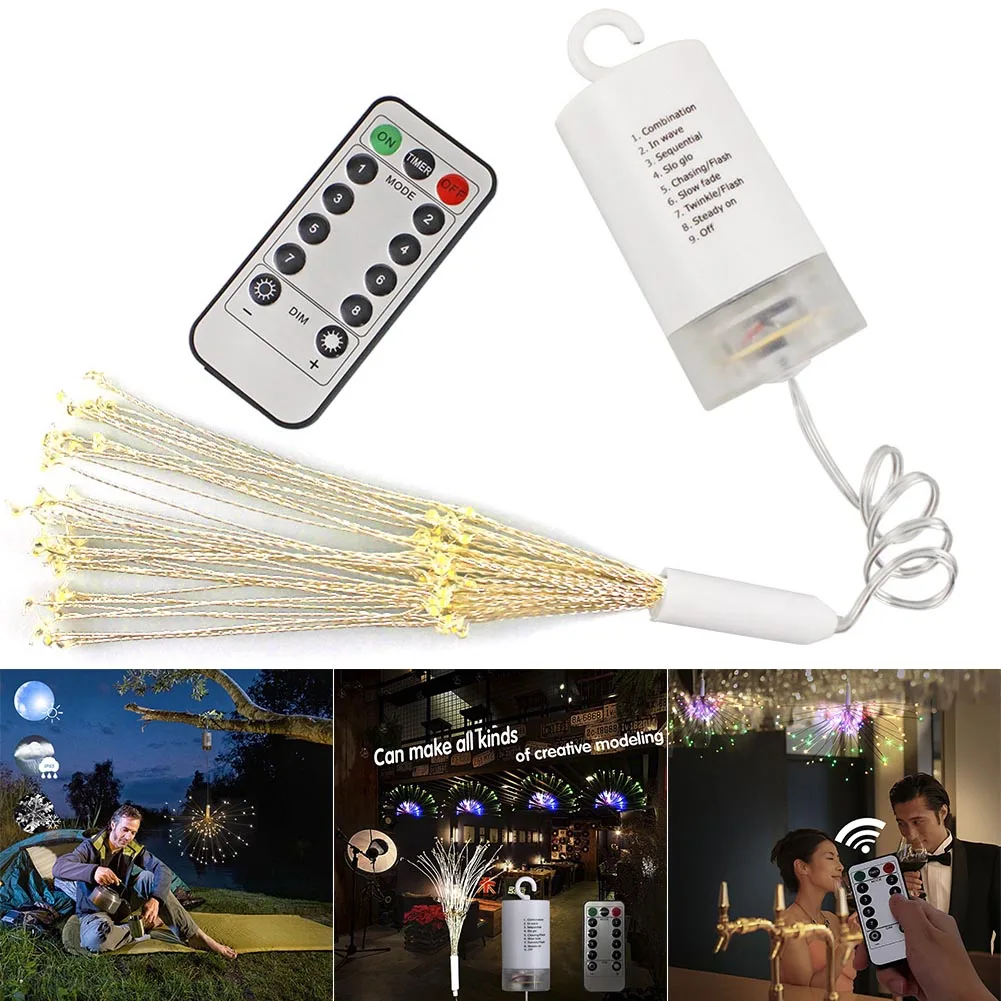 

LED Explosion Star String Light Chandeliers Firework Fairy Light Remote Control Home Party Decor CLH@8