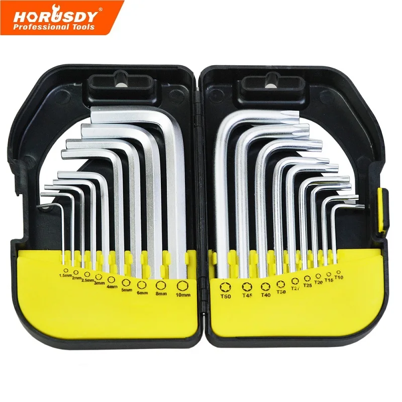 

18 in 1 CR-V Long Arm Hex Key Wrench Set Durable Reinforced SAE Metric Torx Allen L Wrench