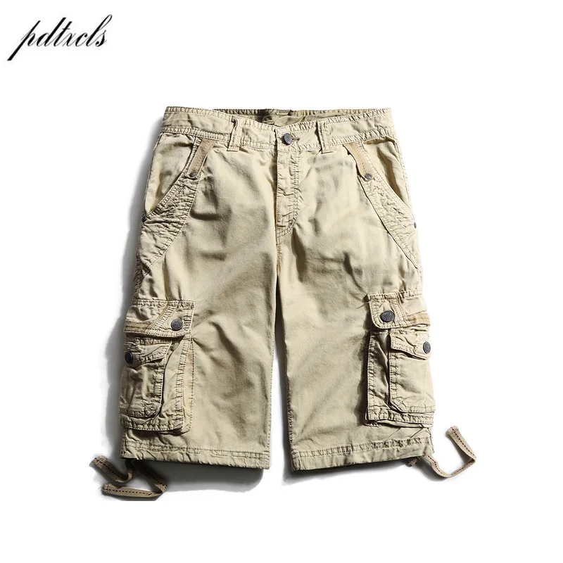 PDTXCLS летние хлопковые тактические карго шорты мужские военные однотонные до колен высокого качества повседневные пляжные шорты Masculino