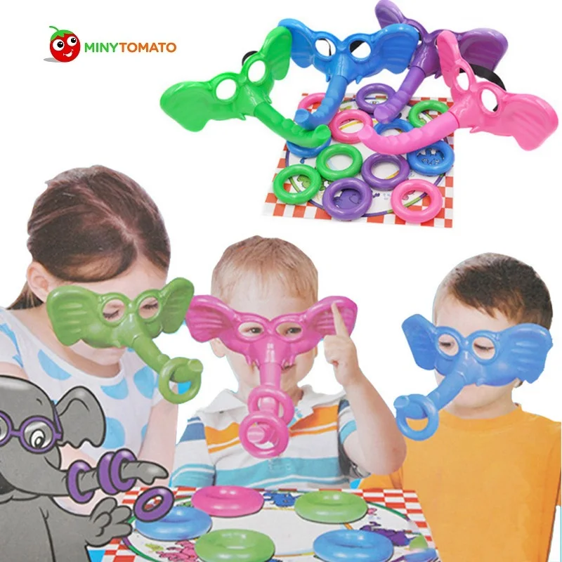 Пластиковая маска слона кольцо вокруг носа забавная игра совать кольца с багажником, чтобы завоевать вечерние Семейные игра в помещении