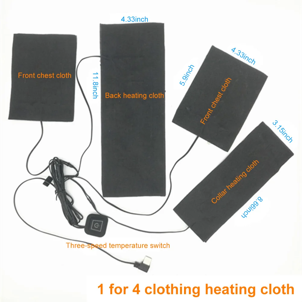 4 в 1 USB электрические нагревательные колодки жилет одежда нагреватель теплый портативный для с подогревом жилет пальто одежда для спорта на открытом воздухе езда рыбы