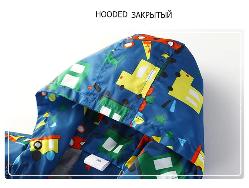 COOTELILI 80-130cm Fashion Car Printing Boys Windbreaker Children Clothes Hooded Spring Jacket For Boys Children Clothes  (2)