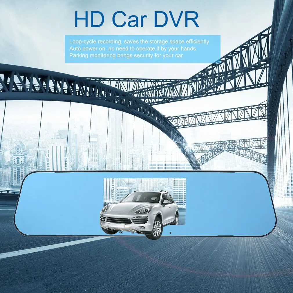 

new4.3" Car HD Rearview Mirror Dash Cam 1080P IPS Touch Screen 170 degree Wide Angle Truck Rearview Dash Camera Vehicle Recorder