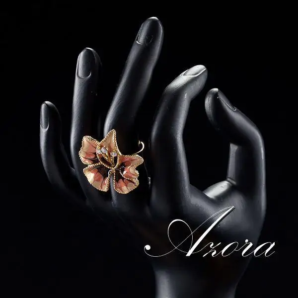 AZORA розовое золото Stellux Австрийский Кристалл Цветочный дизайн регулируемый размер кольцо TR0067