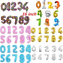 1pcs 16” Helium Balloons Foil Balloon Silver/Gold/pink/blue Number Balloons Birthday New Year Party black animal Balloon